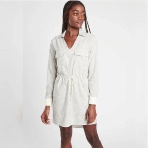 ATHLETA Zuma Printed Shirtdress Utility Dress Beige Gray White Size Large